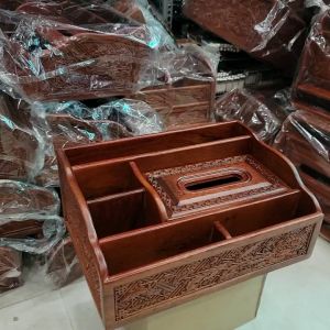 Hộp đựng khăn giấy đa năng để bàn gỗ hương  size lớn