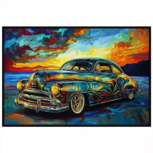 Tranh xe ôtô siêu xe. Tranh treo tường dán tường sơn dầu canvas trang trí. CGI-1945