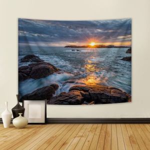 VIKAMA Kanagawa Surfing Starry Sky Moon Tapestry Wave Wall Art Background Cloth for Living Room Decor