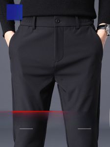 ROMON | กางเกงขายาวทรงตรงลำลองสำหรับผู้ชาย ฤดูใบไม้ผลิและฤดูใบไม้ร่วง 2023 แบรนด์ใหม่ เสื้อผ้าทำงาน กางเกงขายาวทรงตรงยางยืด กางเกงขายาว