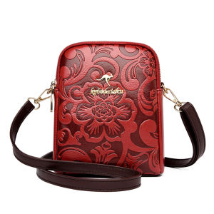 New 2025 Genuine Leather Mobile Phone Bag Womens Versatile Double Layer Vertical Single Shoulder Bag Cowhide Phone Bag Crossbody Coin Small Bag