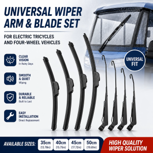 Electric Tricycle Wiper Arm with Blade Universal Windshield Wiper Kit 35/40/45/50cm Replacement Part