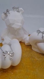 ต่างหู Richy Ribbon โบริบบิ้นเพชร ต่างหูเงินแท้ ต่างหูแฟชั่น ต่างหูแป้น ต่างหูเพชร