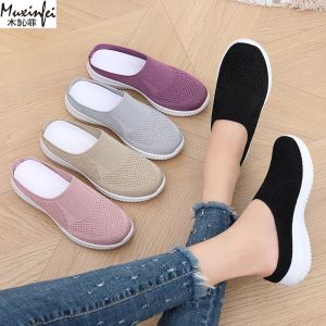 Womens Summer Shoes Plus Size Casual Single Ladies Shoes Soft Sole Cover Half Slippers Sale Shoes with Free Shipping