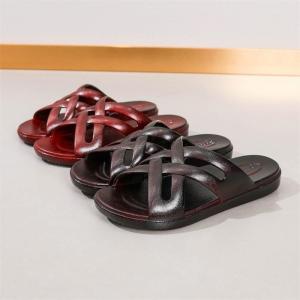 Home Bathroom Anti-Slip Flat Bottom Slippers Womens Soft Bottom Mules Casual Rubber Inner Mixed Material Hollow out Design