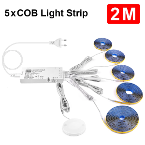 Smart Touch Dimmable COB LED Under Cabinet Strip Light 1-6PC Linear Parallel Tape Penetrable Wood Switch Cold-Natural-Warm White