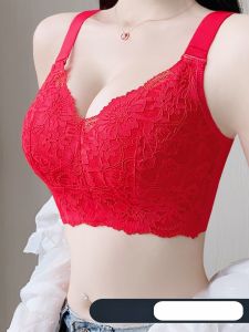 Red Bra And Panties Set Thin Cup Wedding Underwear for Women Snake Year 2025 Bralette Bandeau Strapless Wireless Gathered