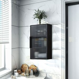 Nordic Bathroom Cabinet Closet Toilet Cupboard Long Rainbow Glass Light Luxury and Simplicity Small Apartment Bathroom Shelf