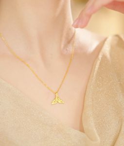 ZHOU LIU FU 周六福 24K Solid Gold Pendants Dolphin Whale Fish Mermaid Tail Pendant Dainty Ocean Gold Jewelry forWomen Lover Daughter Birthday Anniversary Pendant Only (Not Include Necklace) A0416081