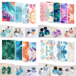 Marble Texture Pattern Polymer Clay Watercolor Transfer Paper Pottery Earrings Jewelry Soluble Disposable Sticker Tools