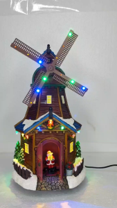 D&D #FC810 LED Lighted and Animated Christmas Village Windmill tabletop decoration