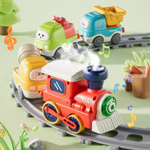 Children Electric Track Train Toy Steam Rail Car with Light&Music Mini Engineering Car Set Kids Puzzle Boy Toys Xmas Gifts