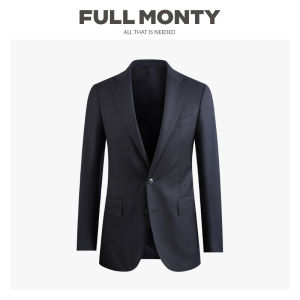 Business Wool Black-Navy Herringbone Pattern Slim Fit Mens Suit