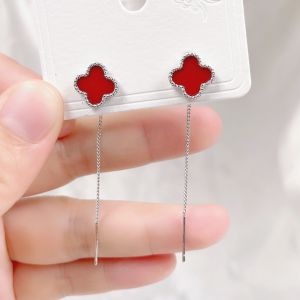 Clover Delicate Small Earrings Chain Tassel