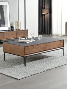 Modern Minimalist Stone Plate Coffee Table Scandinavian Living Room Accessible Luxury Normcore Large and Small Apartment Type For Home Tea Table TV Cabinet Unit
