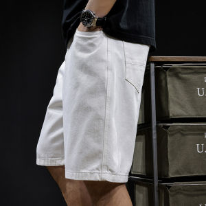 White Mid-length Men Jeans Shorts