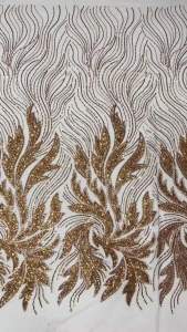 African Groom Beaded Lace Fabric High Quality Gold French Nigerian Sequin Lace Fabric for Bridal Wedding Party Material Sewing