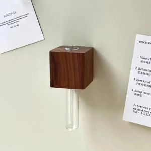 แจกันหลอดทดลองแม่เหล็กไม้สำหรับติดตู้เย็น แข็งแรง ทนทาน สำหรับจัดดอกไม้ DIY ที่วางดอกไม้จำลอง ตกแต่งตู้เย็นในครัว