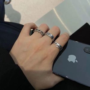 【♡Lovely girls house♡】3Pcs/Set Vintage Roman Numerals Simple Rings for Women Men Hip Hop Punk Style Adjustable Open Party Finger Rings