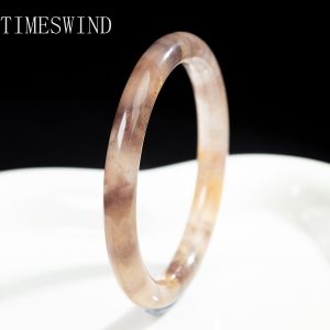TIMESWIND Natural Authentic Golden Silk Jade Violet Peaceful Round Bangle for Women Fashion Jewelry Gift with Certificate