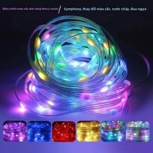 Đèn LED Chạy Bằng Nguồn USB Dây Đèn LED Điều Khiển Bằng Ứng Dụng Đèn Vòng Hoa Cho Phòng Ngủ Sinh Nhật Xmas Ngày Lễ Trang Trí Nhà Cổ Tích Chiếu Sáng