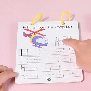 Pen Control Training Write & Wipe Dot to Dot Reusable Flash Card Educational Toys for Kids ABC Alphabet Number 123 Maze Basic Writing and Stroke Practice - Mainan Tulis Budak Kanak Perempuan Lelaki -儿童早教控笔训练本幼儿园早教入门基础练字运笔卡通练习卡