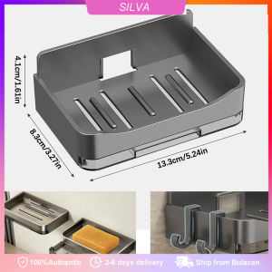 Removable Bathroom Soap Holder Free-Punching Wall Mounted Soap Sponge Holder Organizer Include Hook Double Drainage Accessories