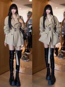 CHANGTONG | Korean Style High Fashion Double Breasted Mid-length Coat