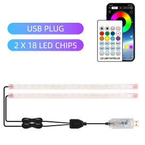 KEVANLY | 2/4in1 RGB Rainbow Atmosphere Decorative Lamp 12/18 LED Neon Car Interior Ambient Foot Light Wireless Remote USB APP Control