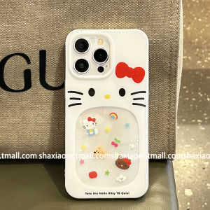 White Hollow out Sparkling HelloKitty Chain Phone Case for  17 16Promax Womens Style 15Pro New Model 13 Anti-Fall 14 Soft Edge Hard Shell 12 Cute Girl High End