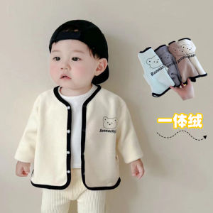 Áo Khoác Cardigan Lót Lông Cừu Giữ Nhiệt Cho Trẻ Em Mùa Thu Đông Áo Khoác Ngoài Đơn Giản Không Có Xương Cho Trẻ Sơ Sinh Và Trẻ Nhỏ