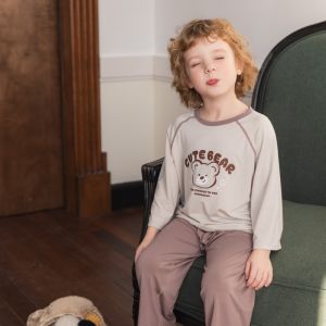 MiiOW | ชุดนอนเด็กชายฤดูร้อน MiiOW Cat ผ้าอะซีเลสต์ระบายอากาศได้ดี หลวมๆ ใส่สบาย ชุดอยู่บ้าน ชุดนอนเด็กชาย แขนยาว คอกลม