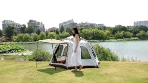 Lều cắm trại 6 người tự bật lều tự bung cao cấp 2 lớp
