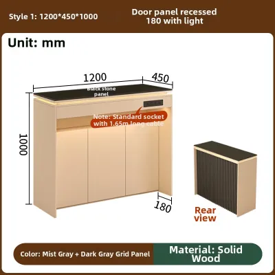 MUCONG | Multi-function Solid Wood Bar Cabinet with Granite