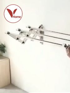 Vhome ราวตากผ้าติดผนังสแตนเลส ยืดหดได้ง่าย แขวนเสื้อผ้าได้มากกว่า ใช้ได้ทั้งในบ้านและนอกบ้าน