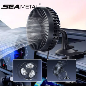 SEAMETAL USB Car Dashboard Cooling Fan with Suction Cup 12V/24V Single Head Fan 360 Degree All-Round Auto Cooler for Vehicle Home