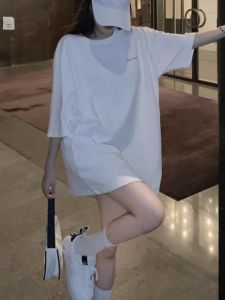 เสื้อยืดแขนสั้นผู้หญิงคอตตอนแท้สีขาวไซส์ใหญ่ ทรงหลวม แขนยาว ทรงหลวม แฟชั่นฤดูร้อน เสื้อยืดคอกลม