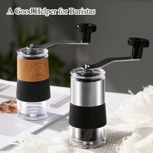 Manual Coffee Grinder Ceramics Core Wood Grain Coffee Grinder Machine Portable Hand Crank Coffee Bean Grinding