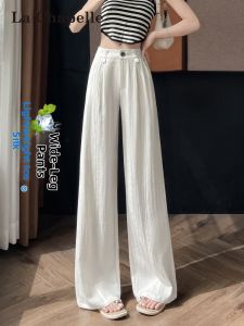 La Chapelle | White Silk Broad Legged Trousers