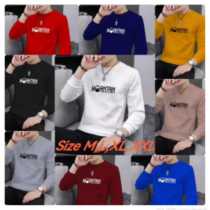 Bisa COD Sweater Keren Crewneck Elegan Kaos Pria Trendy Sweatshirt Kasual Sweter Cowok Baju Moantain