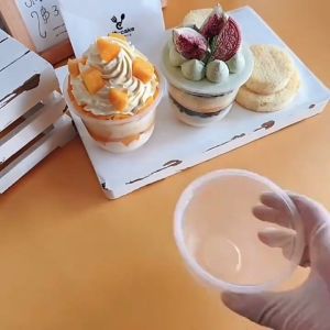 10pcs Dessert Cup With Lid Transparent Plastic Cake Box for Dessert Ice Cream Mousse Cake Container Cup 【250ML】