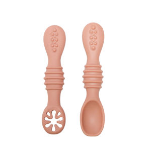 2pcs Youngsters Silicone Feeding Set -Silicone First Stage Spoon Set Soft Food Grade Spoon & Fork for Youngsters