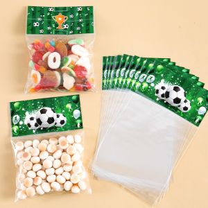 30/50pcs Soccer Candy Bags Sport Football Theme Kids Boys Birthday Party Plastic Cookie Gift Packaging Bags Decoration Suppllies