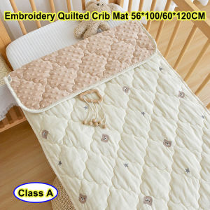 ชุดเครื่องนอนเด็กนุ่มผ้าคลุมที่นอนเตียงเด็กทารกปักลายการ์ตูนทำจากผ้าฝ้ายซักเสื่อเปล