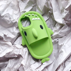 Creative Shark Design Silicone Phone Case Slippers Full Edge Protection for Apple iPhone 13 Series Protective Cover Trendy And Personalized