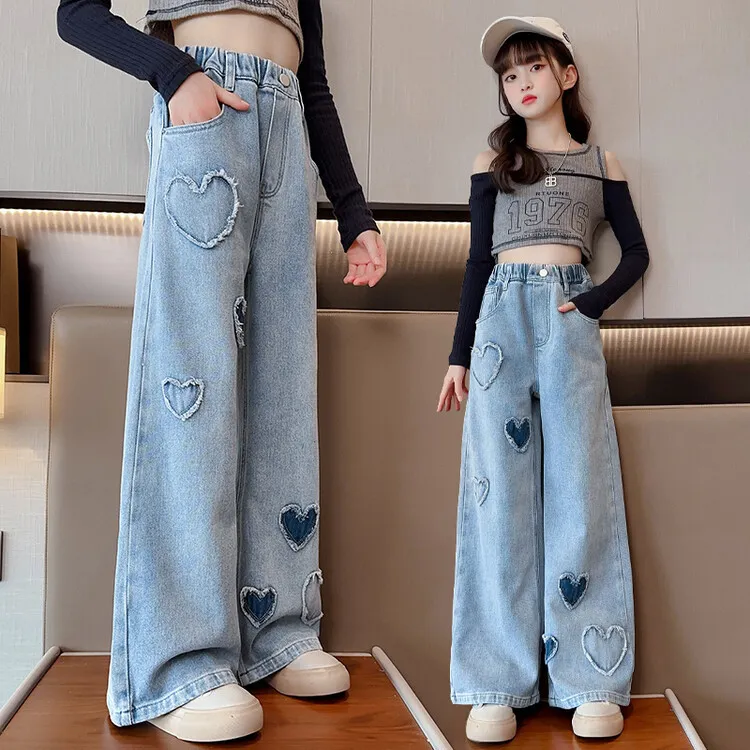 Wholesale Girls Blue Denim Straight Jeans – Tradyl-saigonsouth.com.vn