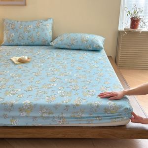 Dansunreve 1200TC Cotton Fitted Bedsheet Flower Series Bed Sheet Soft Breathable Washable Full Wrap Mattress Protector Super Single/Queen/King/Super King