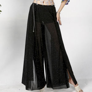 กางเกงเต้นรำสไตล์ตะวันตกแบบปัจจุบัน กระโปรงทรงเอ ผ้าตาข่าย กระโปรงทรงเอ ผ้าฝ้ายผสมโพลีเอสเตอร์ ทรงหลวม เหมาะสำหรับผู้หญิง