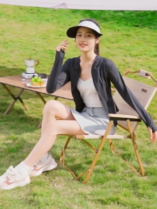 FUYOGI Hooded Sun-protective Jacket Quick-drying Finger Holes Lightweight Stylish Glossy Young