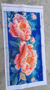 THÊU SẴN Tranh thêu chữ thập hoa mẫu đơn 6653 84*45cm thêu kín